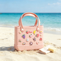 Sac fourre-tout EVA MINI 28 cm à ouverture large, imperméable, léger, résistant aux taches, avec poche en filet pour téléphone, breloques assorties, idéal pour les sororités