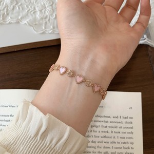 Pink Heart <b>Crystal</b> Chain <b>Bracelet</b> Women's Adjustable Fashion Jewelry Gift - Product Image 4