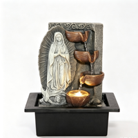 Fontaine d'eau religieuse de table avec lumière LED chaude, statue de Notre-Dame de Guadalupe pour la décoration de la maison, du bureau ou du bureau chrétien
