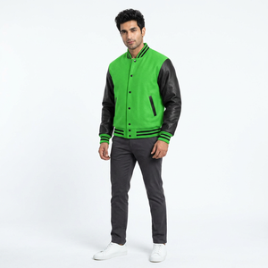 Collage <b>Baseball</b> <b>Jackets</b> <b>Men</b> Vintage Blank Sleeve Varsity <b>Jacket</b> Custom Logo Stand Collar Front Embroidery <b>Baseball</b> Letterman - Product Image 1