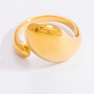 Bague en acier inoxydable avec perle, forme géométrique irrégulière en goutte d'eau, unisexe, pour usage quotidien, sertissage clos, origine Yiwu JZ21373 - Product Image 5