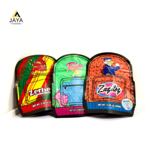 Túi Mylar hình ba lô 3.5g, kiểu dáng mới, túi nhỏ 3.5g, bao bì nhựa tráng nhôm, túi <span class=keywords><strong>zip</strong></span> khóa kéo Mylar kiểu Cali độc đáo - Product Image 1