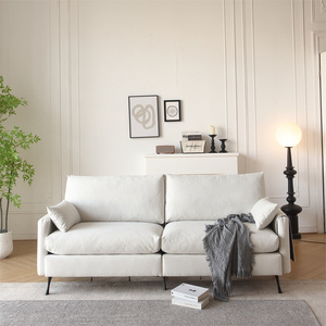 Asiento profundo nórdico, <span class=keywords><strong>sofá</strong></span> de nube blanca de <span class=keywords><strong>2</strong></span> <span class=keywords><strong>plazas</strong></span> con <span class=keywords><strong>2</strong></span> reposabrazos, almohadas, asiento de amor para sala de estar, dormitorio, oficina, apartamento - Product Image 1