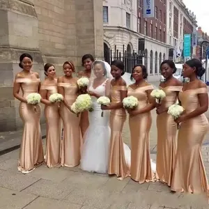 Champagne Bridesmaid Dresses - One Shoulder Mermaid Gowns