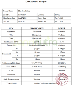 Экстракт льняного семени в порошке, 20% лигнанов, SDG, экстракт <span class=keywords><strong>Linum</strong></span> <span class=keywords><strong>Usitatissimum</strong></span>, натуральный растительный экстракт - Product Image 3