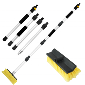 Brosse de nettoyage cinq faces souple de 12 pouces pour lavage auto OEM, manche long et poils doux pour un nettoyage en profondeur des surfaces des pneus et de la carrosserie des véhicules, camping-cars, camions et bus - Product Image 5