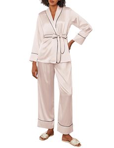 Ensembles de chemise de nuit pour femmes personnalisés motif de rayonnes lisses et soyeuses chemises de nuit et shorts deux pièces polyvalents - Product Image 6