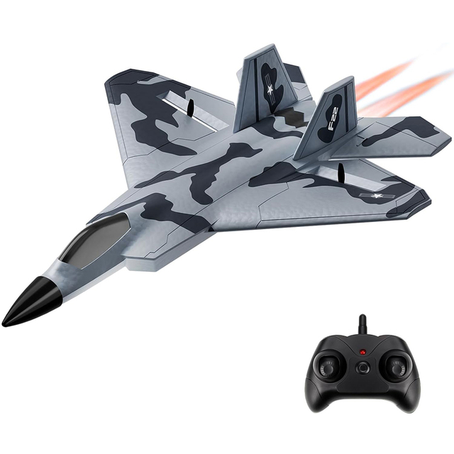 Outdoor Long Range Fighter F22 RC Foam Airplane 2 Channel Remote Control Camera Charger Auto Return Follow Me Features Easy Fly