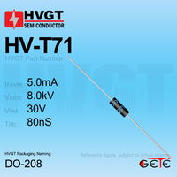 Diode redresseuse en silicium haute tension HVGT HV-T71, montage traversant DIP, 5mA, 8KV, 80nS, certifiée SGS/RoHS, température de fonctionnement -40~+125°C