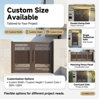 Portail de jardin en aluminium OEM, double battant, brun, pour villa, cour, revêtement poudré, résistant aux intempéries, taille personnalisée