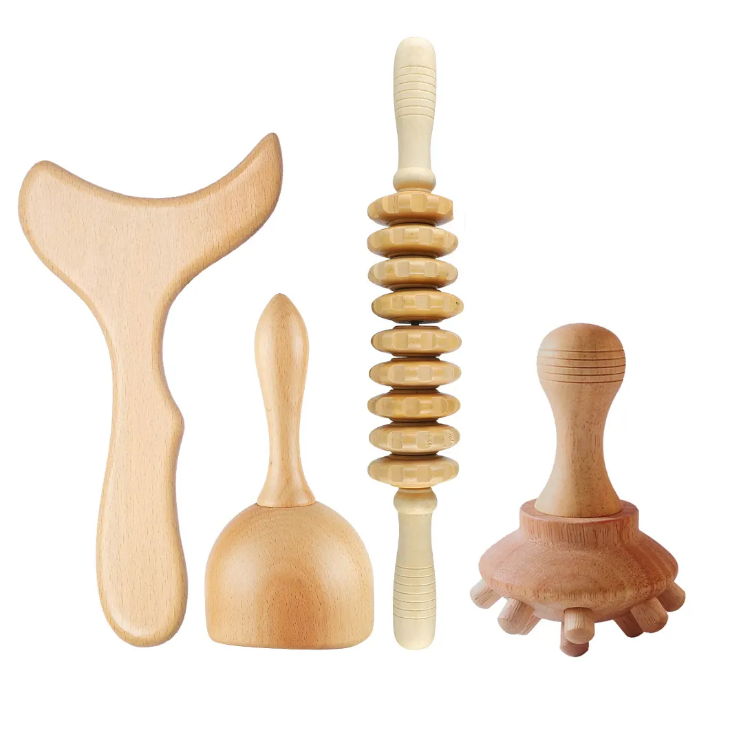 Scalp Massager Wood Body Sculpting Training Roller Massage Belt Wood Pain Relief Wooden Therapy Massage Tools for cellulite