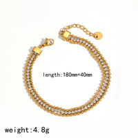 Bracelet de luxe multicouche en zircon, bijoux en acier inoxydable plaqué or 18 carats PVD, élégant, résistant à l'eau et à la décoloration, bijoux tendance