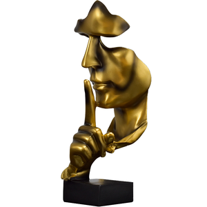 Statuetta Decorativa Moderna Artigianale 'Il Silenzio è d'Oro' Angelo Astratto in Resina Dipinta a Mano Personalizzata per Scrivania, Ufficio e Libreria - Product Image 1