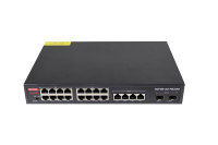 Switch Ethernet POE Gigabit de 16 Puertos con 4 Puertos de Enlace Ascendente RJ45 Gigabit y 2 Puertos SFP de 1000M, Sin Administración, 48V 300W, Detección Inteligente