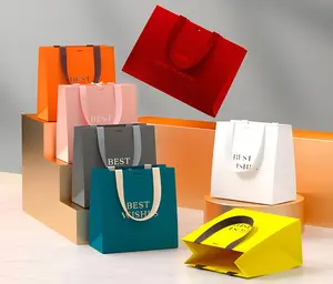 Hot Sale Custom Logo Luxury Shopping Paper Bag Retail Euro Tote Cardboard Paper Bags for Clothes Shoes