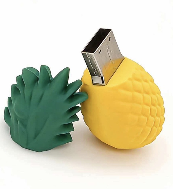 Custom 3D Pineapple Shaped USB Flash Drive PVC Novelty Pendrive for Promotional Gifts