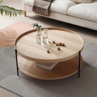 Table basse en bois de style minimaliste japonais vintage et moderne pour salon avec pieds en fer