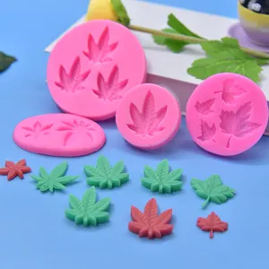 Molde de silicona para decoración de pasteles con forma de hoja de arce hecho a mano de varios tamaños