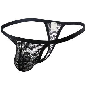 Slip <span class=keywords><strong>perizoma</strong></span> da uomo sexy alla moda in nylon lavorato a maglia traspirante con <span class=keywords><strong>pizzo</strong></span> e rete, a vita bassa, nei colori rosso, rosa, nero e <span class=keywords><strong>bianco</strong></span>, per giovani adulti - Product Image 3