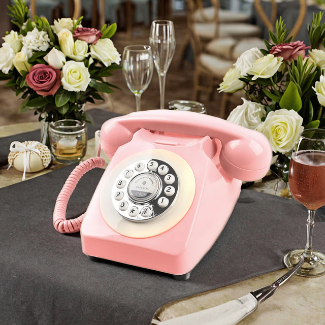 Antique Design Vintage Audio Telephone High Quality Sound Retro Corded Phone for Guest Recording Wedding Decorations