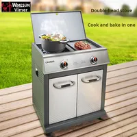 Cuisinière à gaz extérieure intégrée en acier au carbone de qualité supérieure avec support de gril épaissi Surface antiadhésive Dompteur de flamme Dessus de table de sécurité