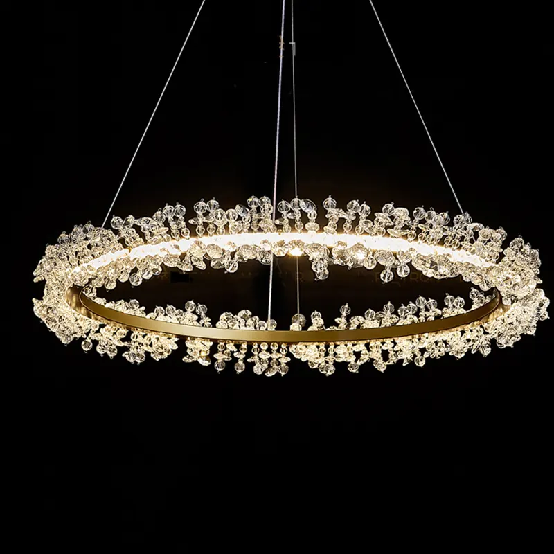Led Gold Ring Crystal Chandelier Ceiling Light Design American Design Chandelier for Living Room