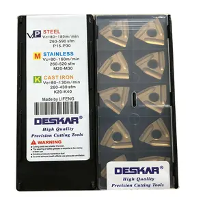 Original DESKA 10PCS Carbide Inserts Lathe Turning Tool WNMG080408L-S LF9011 For Steel For MWLNR Tool Holder