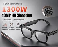 Lunettes Intelligentes HD 13MP avec IA pour la Prise de Vue, Enregistrement Photo et Vidéo Mains Libres, Traduction en Temps Réel, Reconnaissance d'Objets par IA, Lunettes Connectées