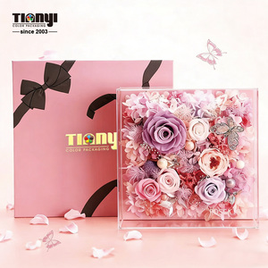 Boîte cadeau rigide de luxe en papier, logo personnalisé, emballage <span class=keywords><strong>rose</strong></span> <span class=keywords><strong>pour</strong></span> fleurs préservées, bijoux, cosmétiques, mariage, écologique, vente en gros - Product Image 1