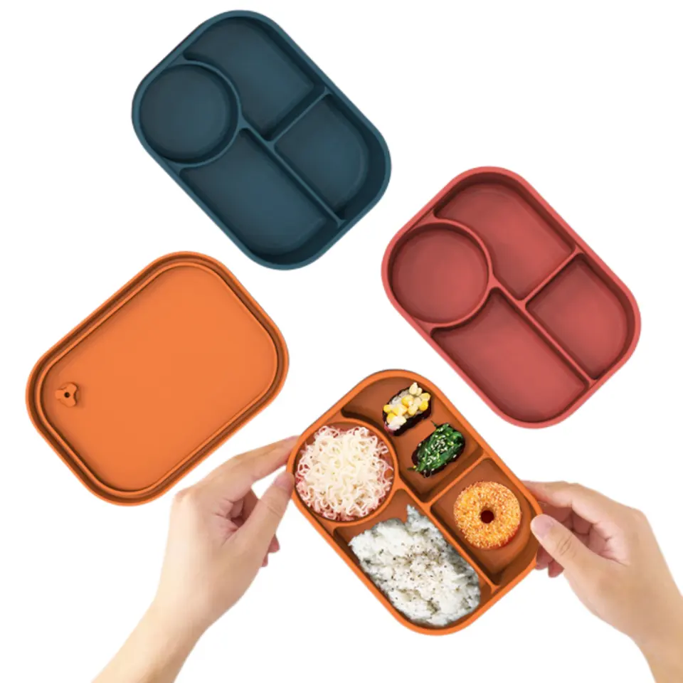 Amazon hot seller airtight hot bento lunch box for office kids adults Silicone Lunch box food storage container with lid
