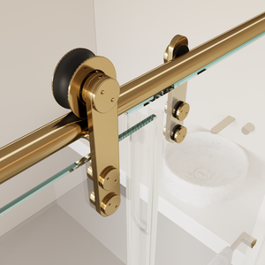 Porta <span class=keywords><strong>Doccia</strong></span> in Vetro Temperato con Telaio in Acciaio Inox Dorato Senza Cornice Set di Cerniere Scorrevoli per Bagno Hotel Produzione di Fabbrica - Product Image 2