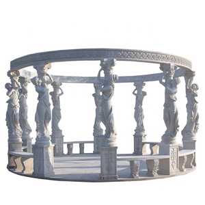Gazebo de mármol para decoración de jardín, nuevo diseño, con estatuas, pérgola, con <span class=keywords><strong>escultura</strong></span> <span class=keywords><strong>romana</strong></span> femenina - Product Image 5