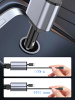 Chargeur de voiture à câble rétractable 4-en-1 avec charge rapide Compatible avec les caméras de téléphone Adaptateurs de charge rapide à ports multiples