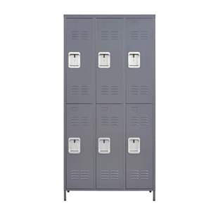 Armoire de rangement métallique grise à 6 portes et 72 pouces avec serrure pour la maison, la salle de sport, le bureau, l'école ou le garage - Product Image 3