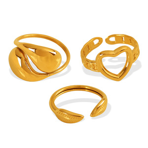 Heart Shape Geometric Fashion <b>Ring</b> Gold Color Unisex Jewelry Gift - Product Image 5