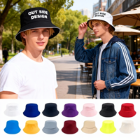 Chapeau bob double face en gros, chapeaux bob réversibles personnalisés, chapeau de pêcheur en coton uni à large bord brodé pour hommes et femmes