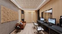 Panneaux muraux insonorisés en fibres de bois, grille absorbante acoustique, panneaux acoustiques pour mur d'arrière-plan de salle de conférence