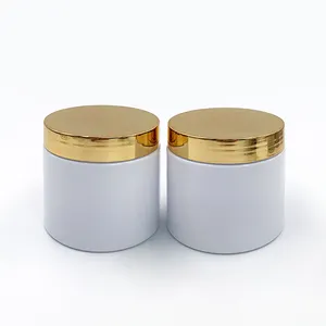 Cosmetic Plastic Jar Containers 4oz 8oz Luxury Empty OEM Cosmetic Containers Biodegradable Cosmetic Packaging Plastic Cream Jar With Gold Lid