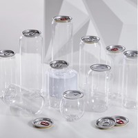 Pot en plastique transparent de 500 ml avec couvercle en aluminium et anneau de traction, prix de gros