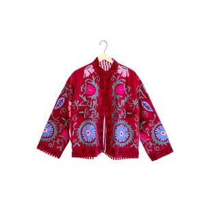 Pink Velvet Suzani Jacket Floral Embroidered Jacket <b>Coat</b> With Two Side Pocket Women's Winter Jacket Bohemian <b>Coat</b> - Product Image 1