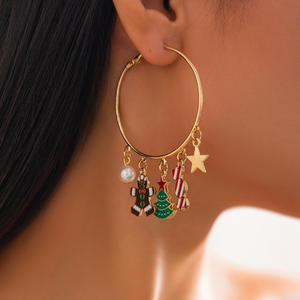 Offre Spéciale noël plaqué or ensemble de bijoux arbre de noël bonbons pentagramme pendentif collier Bracelet boucles d'oreilles femmes - Product Image 2