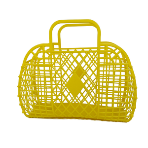 Bigger Size Cute Jelly candy Bag for Little Girls Children's Summer rubber Beach Bag Plastic Basket Favors Retro