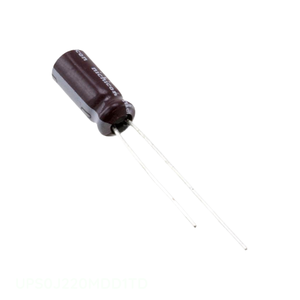 Condensador de Canal de Fabricante, Aluminio, 22uF, 20%, 6.3V, Radial TH, 22 uF, Montaje a través de Orificio, UPS0J220MDD1TD - Product Image 1