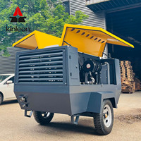 Kompresor Sekrup Portabel Bertenaga Diesel 375CFM 8bar Mesin Pelumas Industri Pertambangan Konstruksi Tangguh