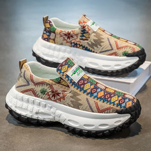 Chaussures décontractées pour hommes, style Dad Shoes, brodées, à semelle épaisse, à enfiler, multicolores, motif géométrique, tendance mode, en caoutchouc EVA - Product Image 6