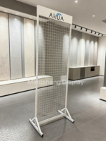 Panneaux muraux en grille de fer Db Wholesale, lot de 2, présentoirs autoportants double face, étagères suspendues en métal à base en T, style industriel