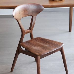 Nordic Style Solid Wood <b>Dining</b> <b>Chair</b> Walnut Color Modern Design For <b>Dining</b> Room - Product Image 3