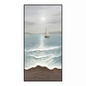 Handgeschilderde Impressionistische Zeilboot Muur Kunst Custom Abstract Ontwerp Schilderij Canvas Print Olieverfschilderijen