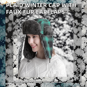 사용자 정의 로고 겨울 모자 남성 및 여성용 버팔로 격자 무늬 체크 가짜 모피 귀마개 기병 트랩퍼 모자 공급 업체 - Product Image 2