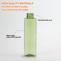 Botella Rectangular de PET Verde Claro Esmerilado de Lujo para Loción, con Bomba Blanca y Sellado Hermético, Envase para Gel de Ducha, ODM